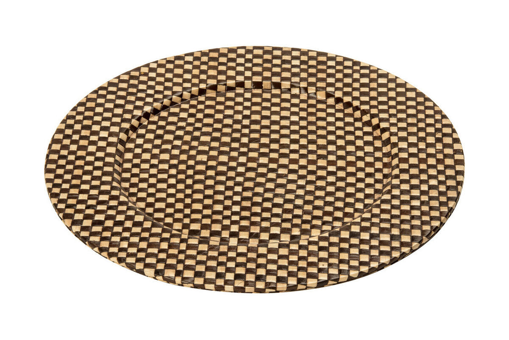 Set of Four 33cm DiaBlack and Natural Charger Plates | Pandanus