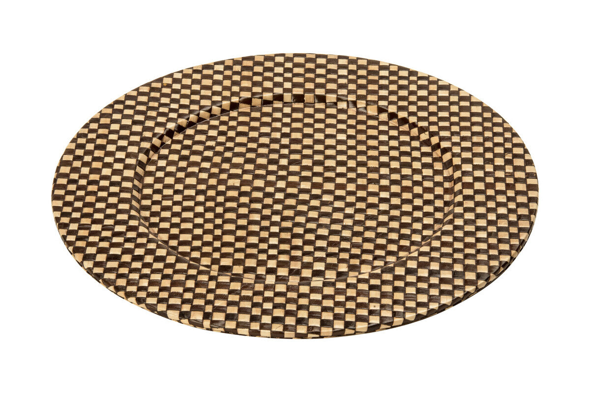 Set of Four 33cm DiaBlack and Natural Charger Plates | Pandanus