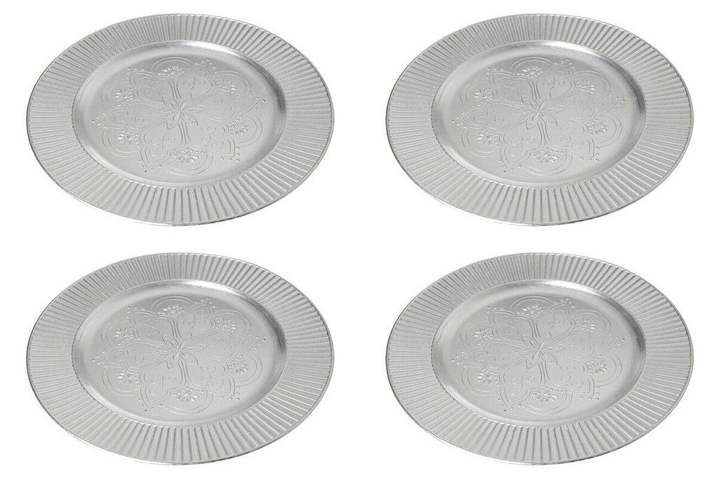 Set of Four 33cm Dia Redbud Silver Charger Plates | Redbud