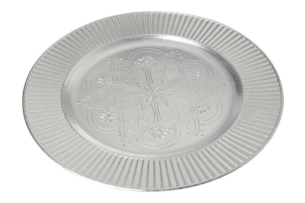 Set of Four 33cm Dia Redbud Silver Charger Plates | Redbud