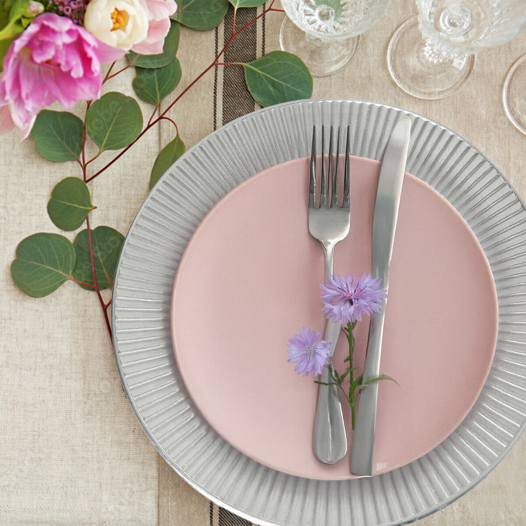 Set of Four 33cm Dia Redbud Silver Charger Plates | Redbud