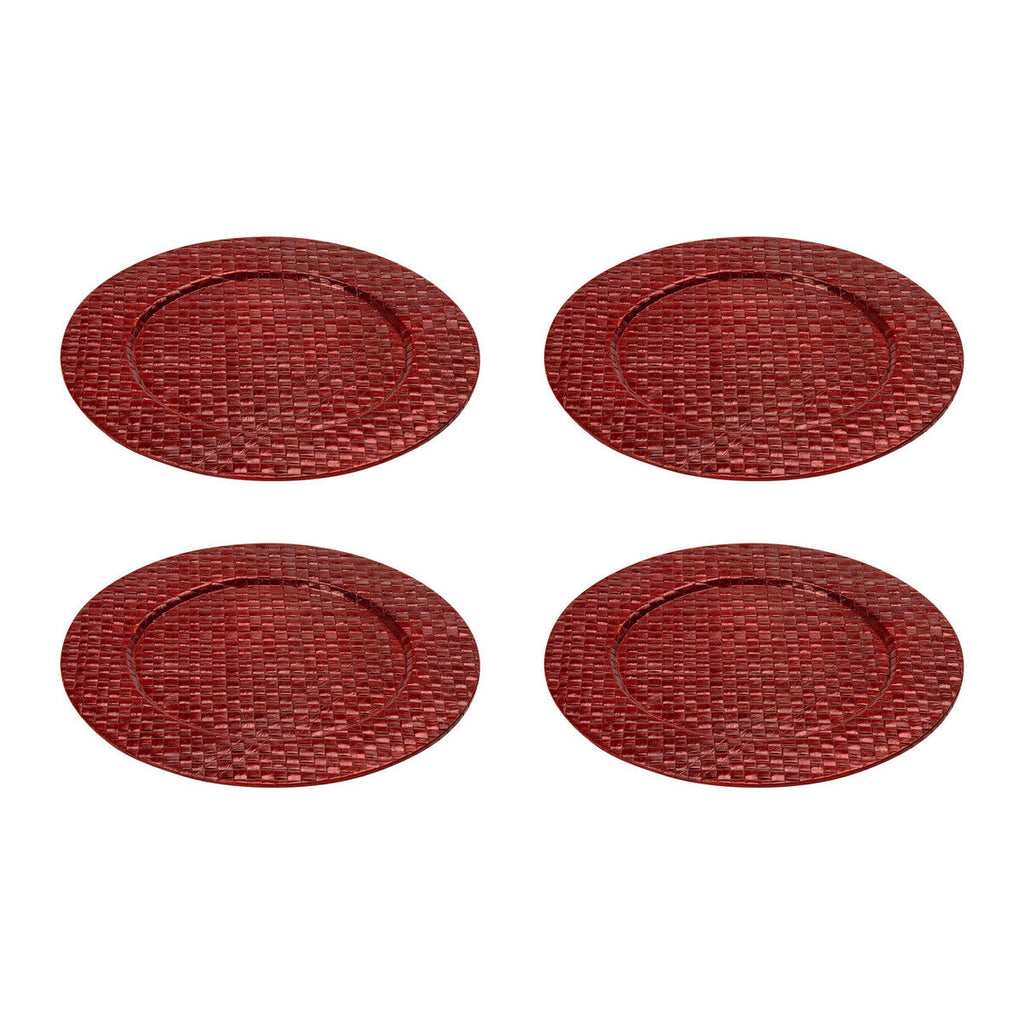 Set of Four 33cm DiaRed Charger Plates | Pandanus