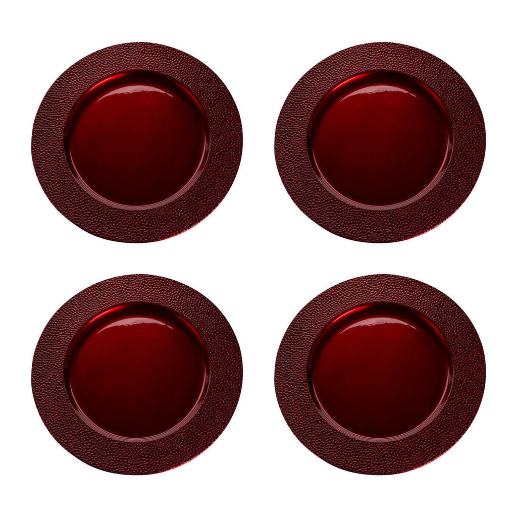 Set of Four 33cm Paxton Red Pebble Effect Charger Plates | Paxton