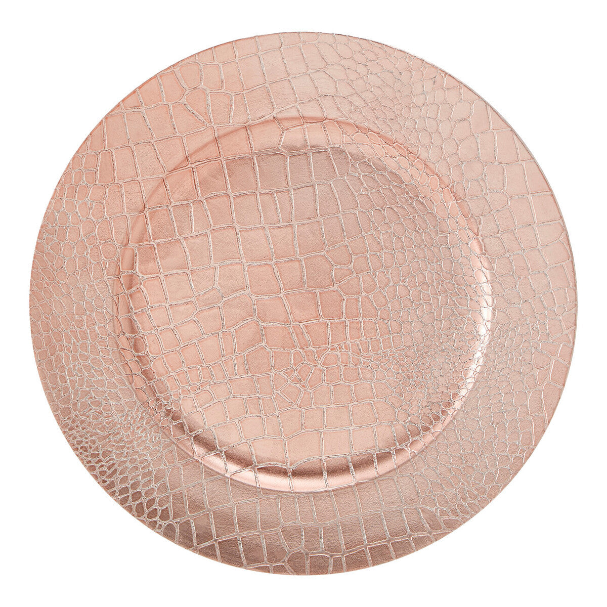 Set of Four 33cm Rose Gold Crocodile Effect Charger Plates | Dia