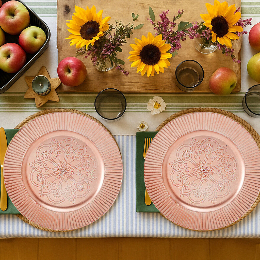 Set of 4 Rose Gold Charger Plates | Redbud