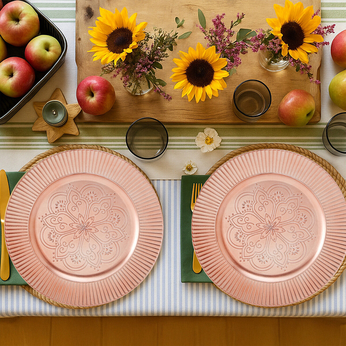 Set of 4 Redbud Rose Gold Charger Plates