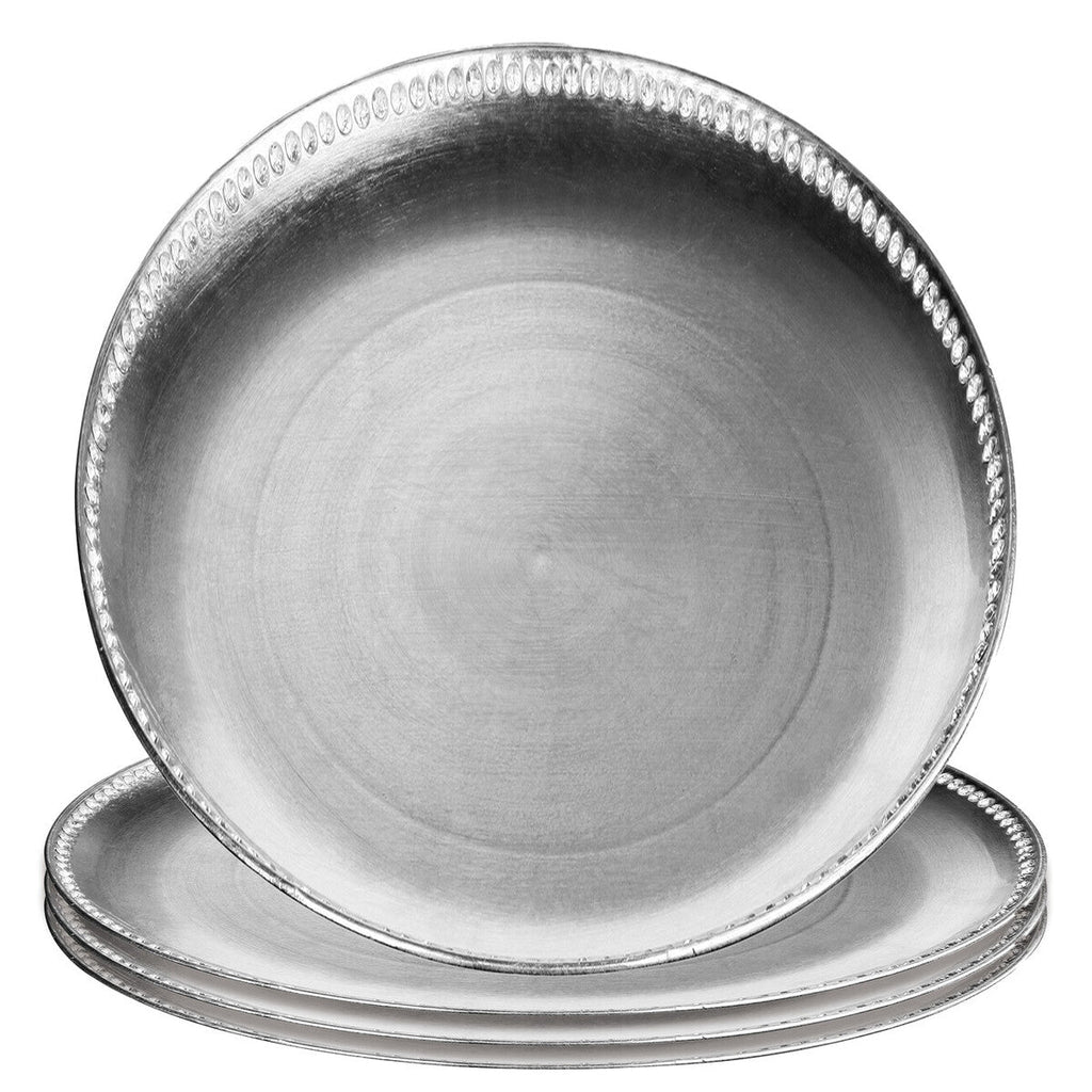 Set of Four 33cm Dia Radiance Silver Decorative Chargers | Radiance