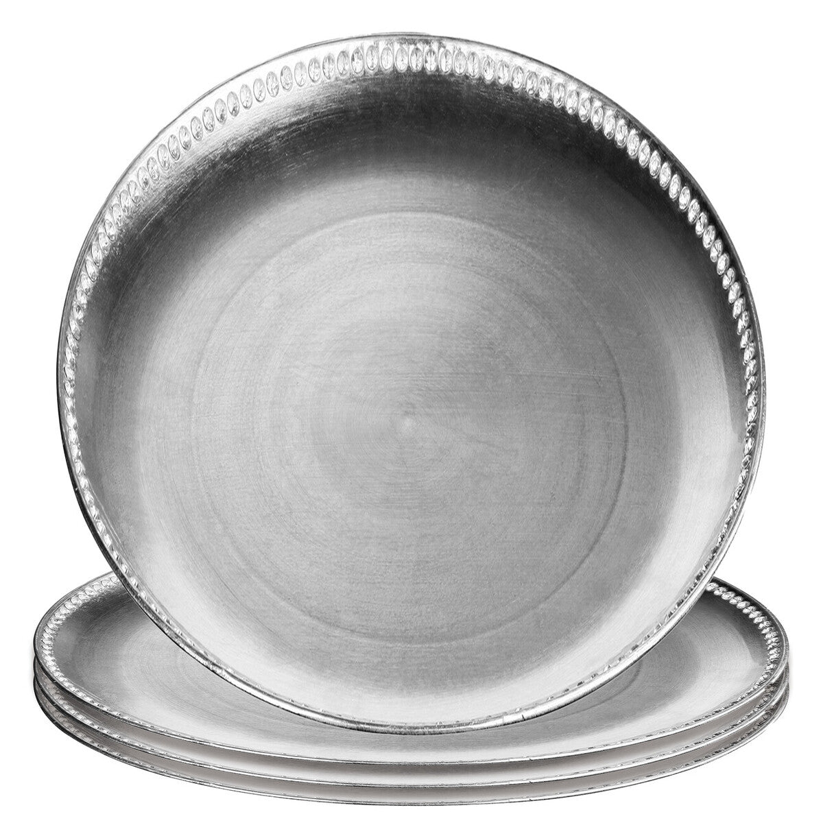 Set of Four 33cm Dia Radiance Silver Decorative Chargers | Radiance