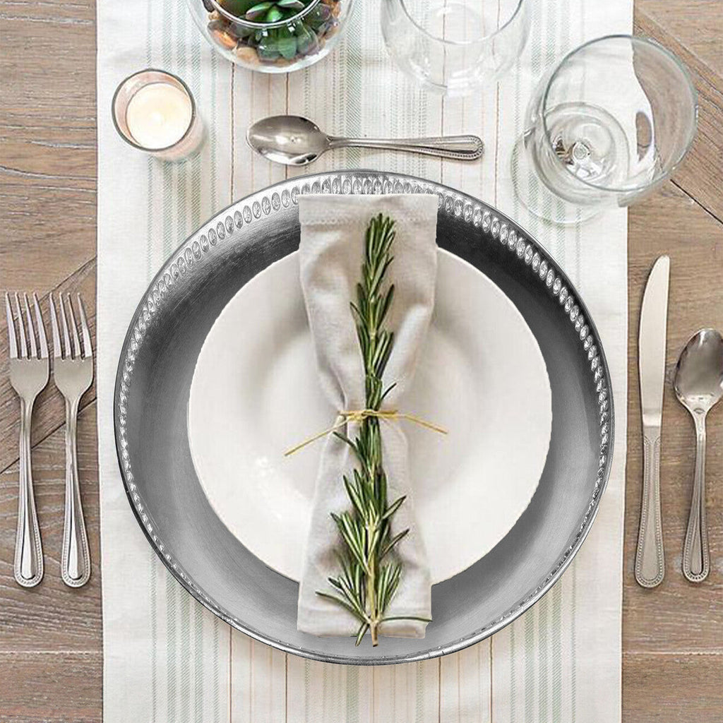 Set of Four 33cm Dia Radiance Silver Decorative Chargers | Radiance