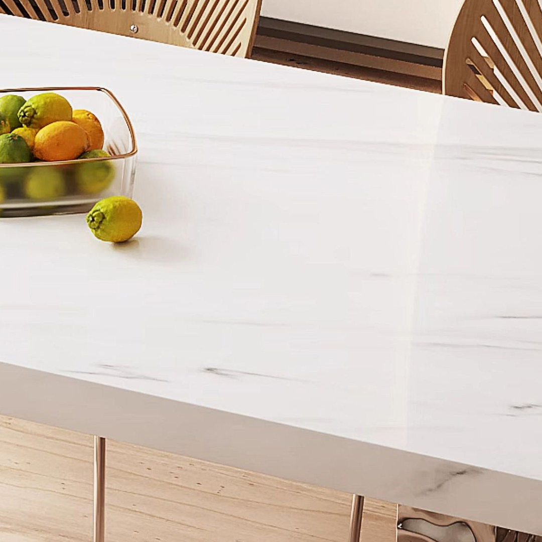Madison Dining Table, White Sintered Stone & Acrylic