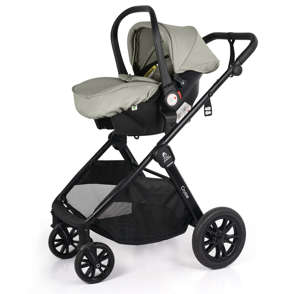 For Your Little One Cruise 3 In 1 Travel System With Car Seat - Pebble Sage (Free Cupholder And Seat Liner Included!)