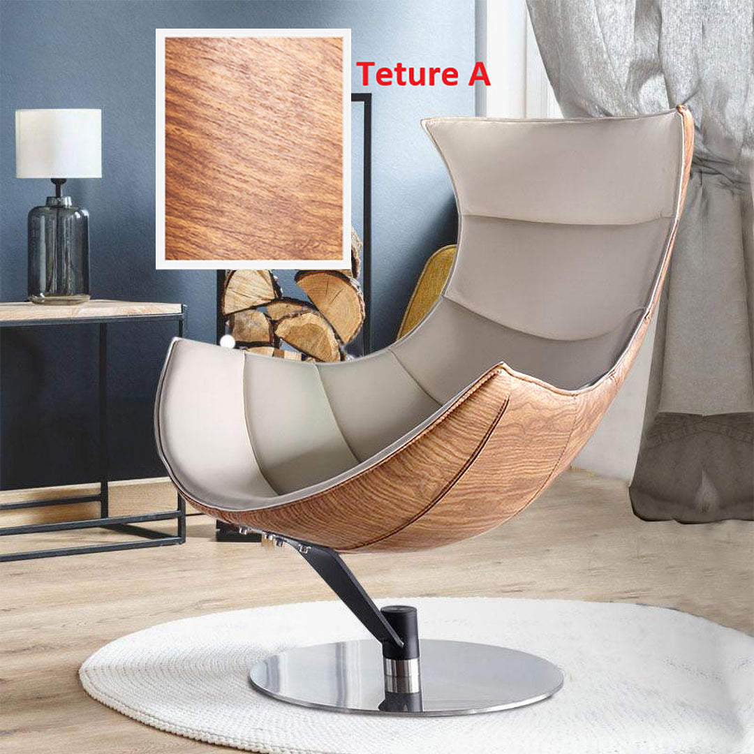 Lobster Swivel Lounge Chair With Ottoman, Walnut Texture