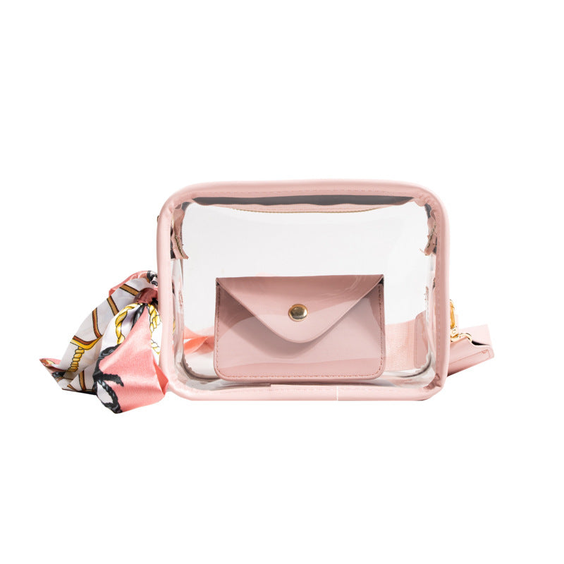 Women's Wide Shoulder Strap PVC Crossbody Transparent Bag
