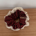 Pastoral Style Plaid Large Intestine Hair Ring Cute Lace Edge Simple