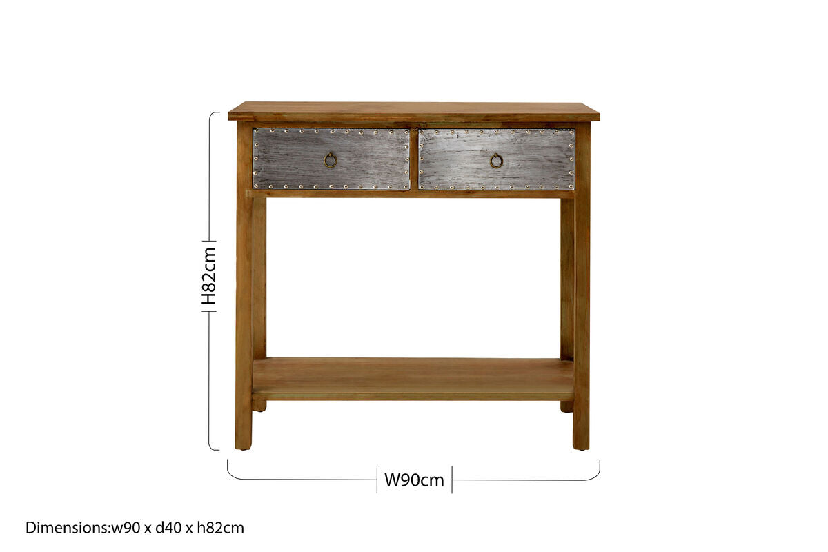 Natural Console Table with Two Drawers, Shoreditch