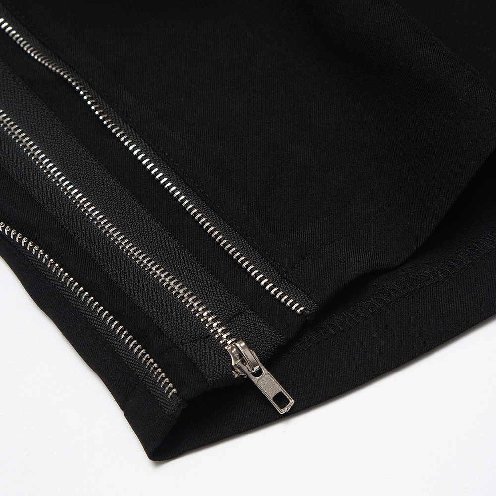 Solid Color High Street Side Zip Straight Shorts Men's