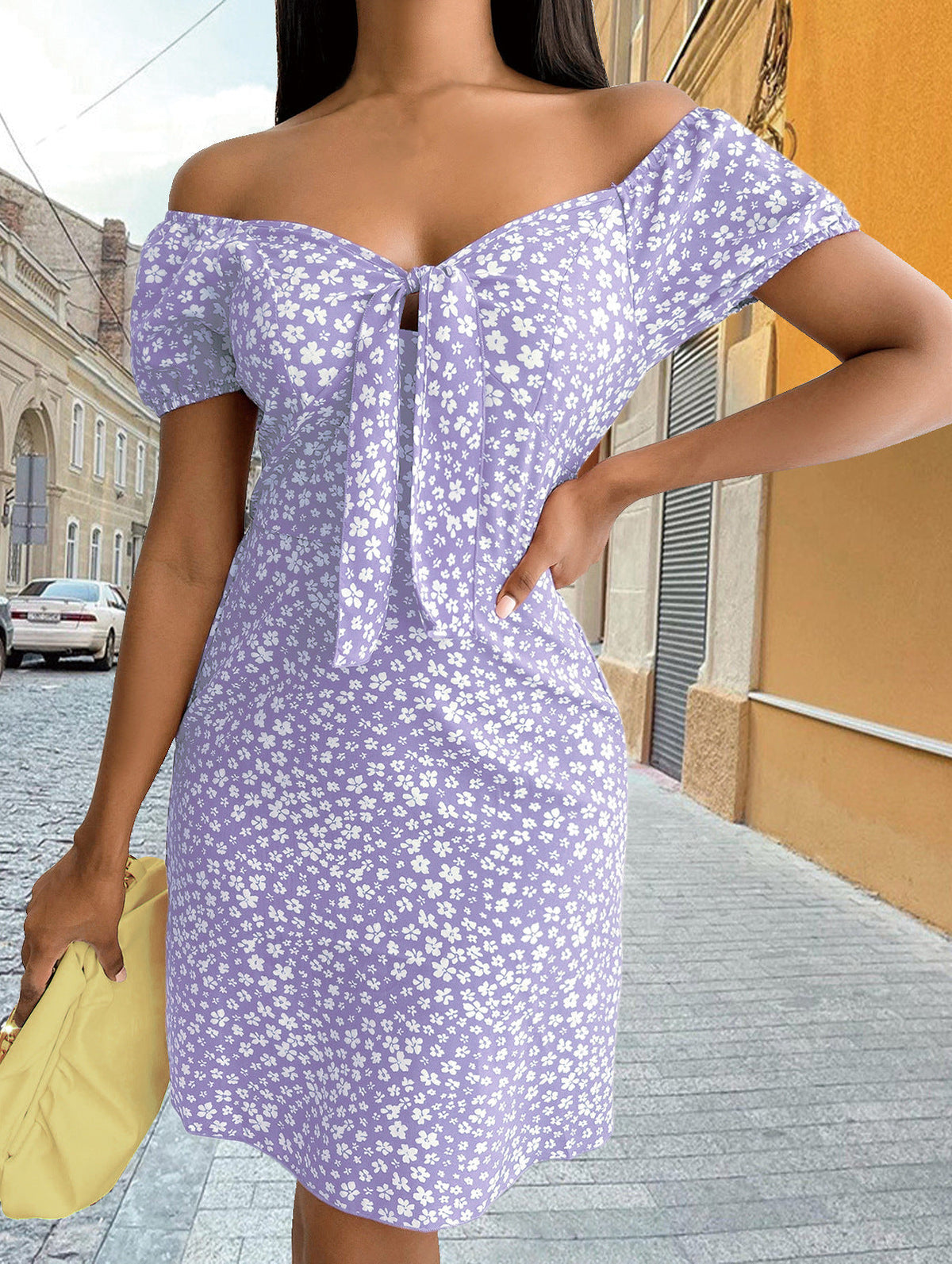 Women's V-Neck Backless Print Dress