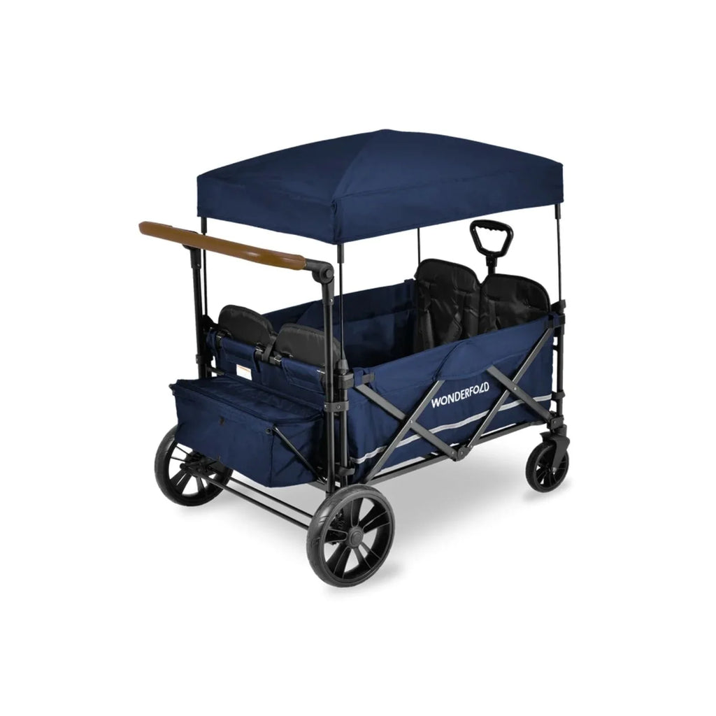 Wonderfold X4R Push and Pull Quad Stroller Wagon - Sapphire Navy