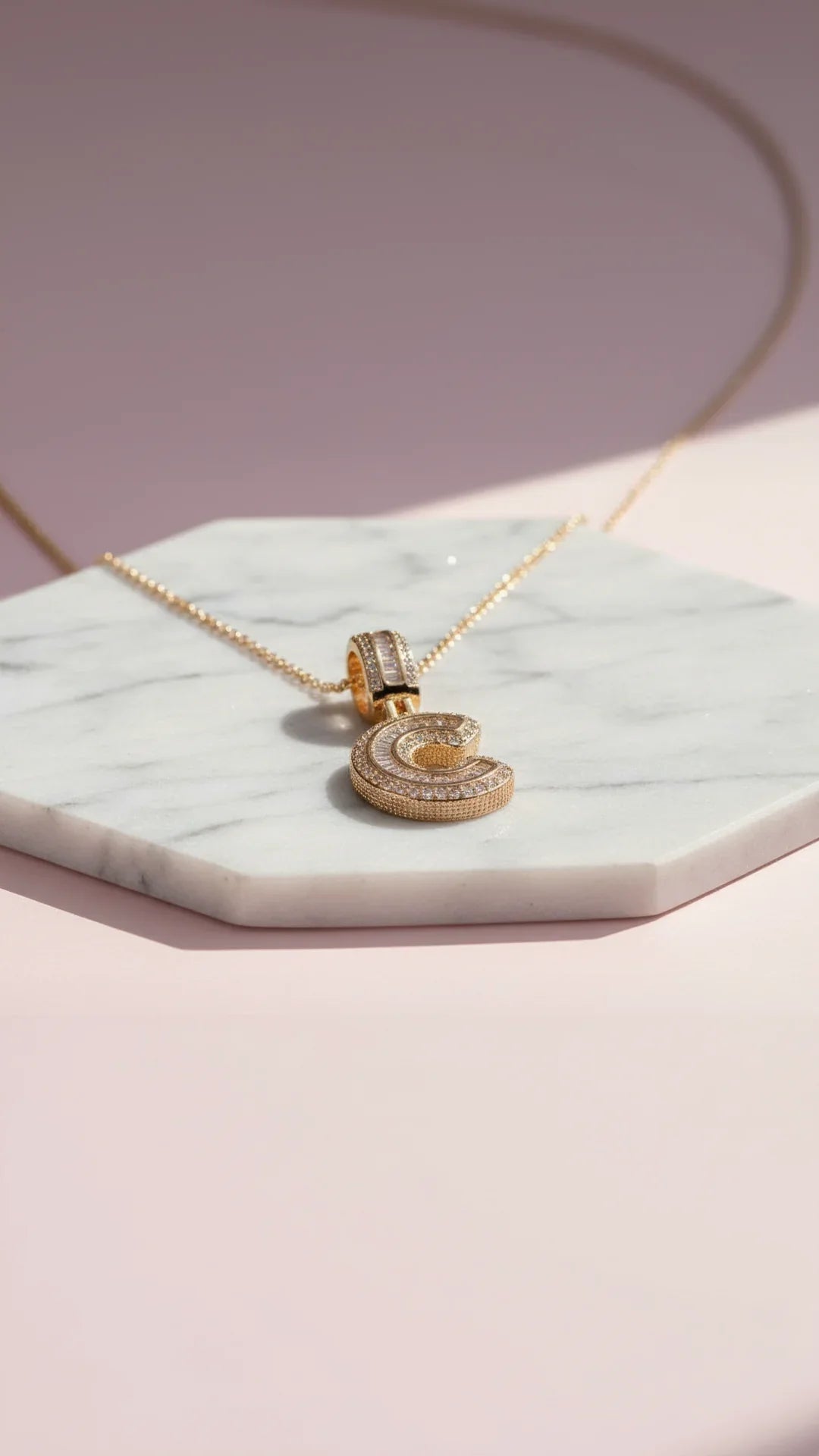 Personalized Initial Letter Pendant Crystal Necklace