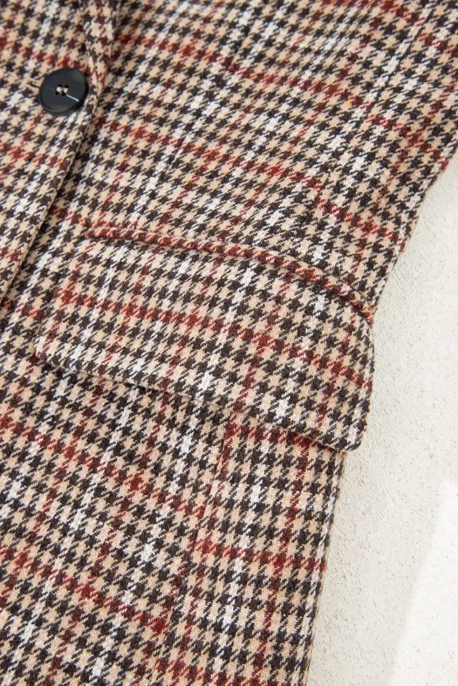 Brown Houndstooth Fitted Blazer Women UK