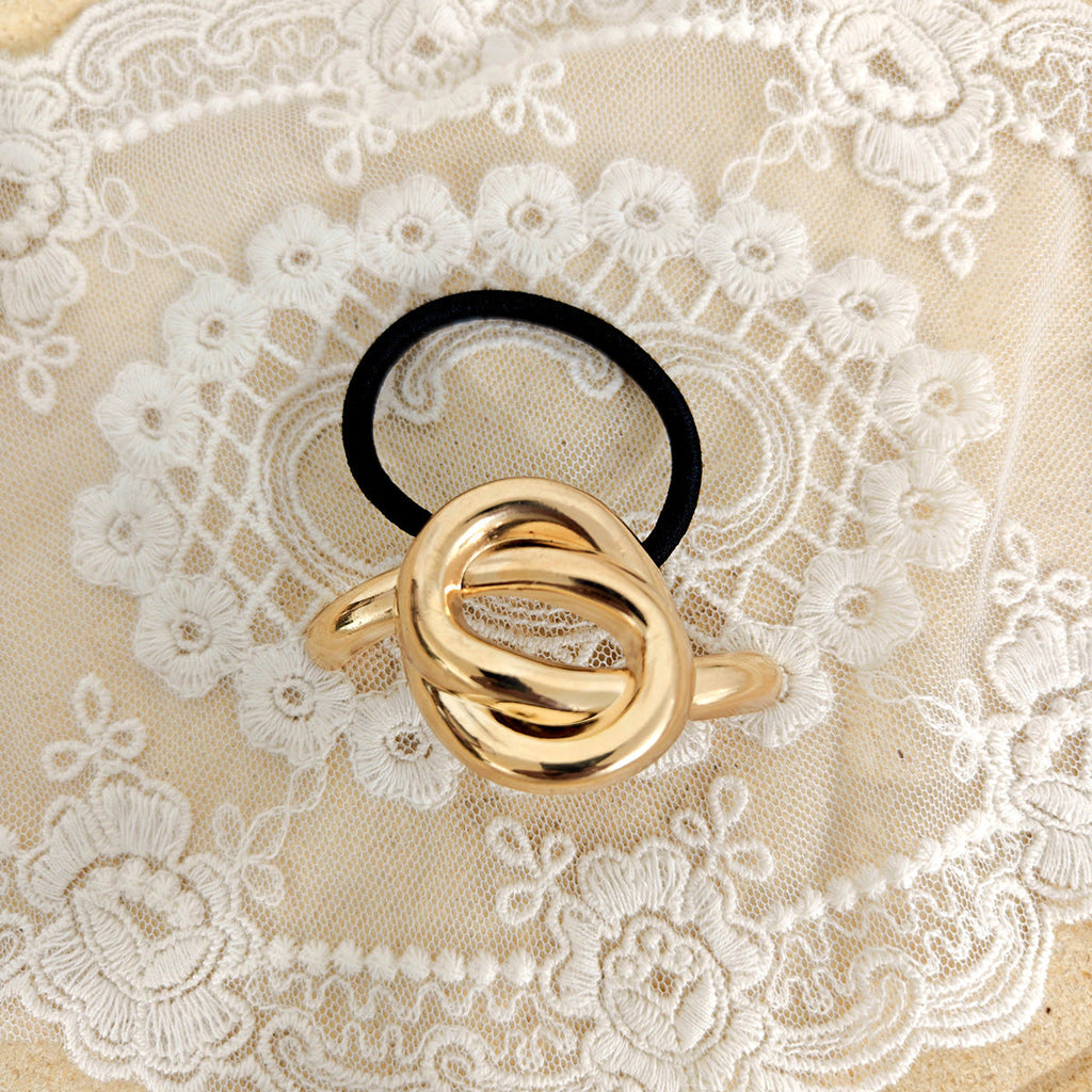 Geometric Metal Concave-convex Elastic Temperament Hair Ring Hair Rope
