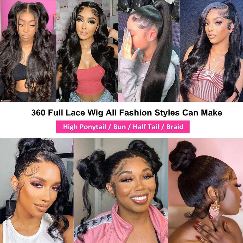 360 Lace Front Wigs Human Hair Body Wave Full Lace Frontal Human Hair Wigs Raw Indian Glueless 38Inch HD Lace Front Wig