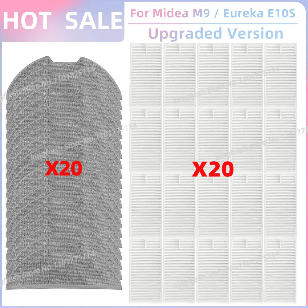 Fit For ( Midea M9, Eureka E10S, Eureka E20 Plus, Midea VCR S10 Plus, PObode A8 ) Parts Main Roller Side Brush Filter Mop Cloth