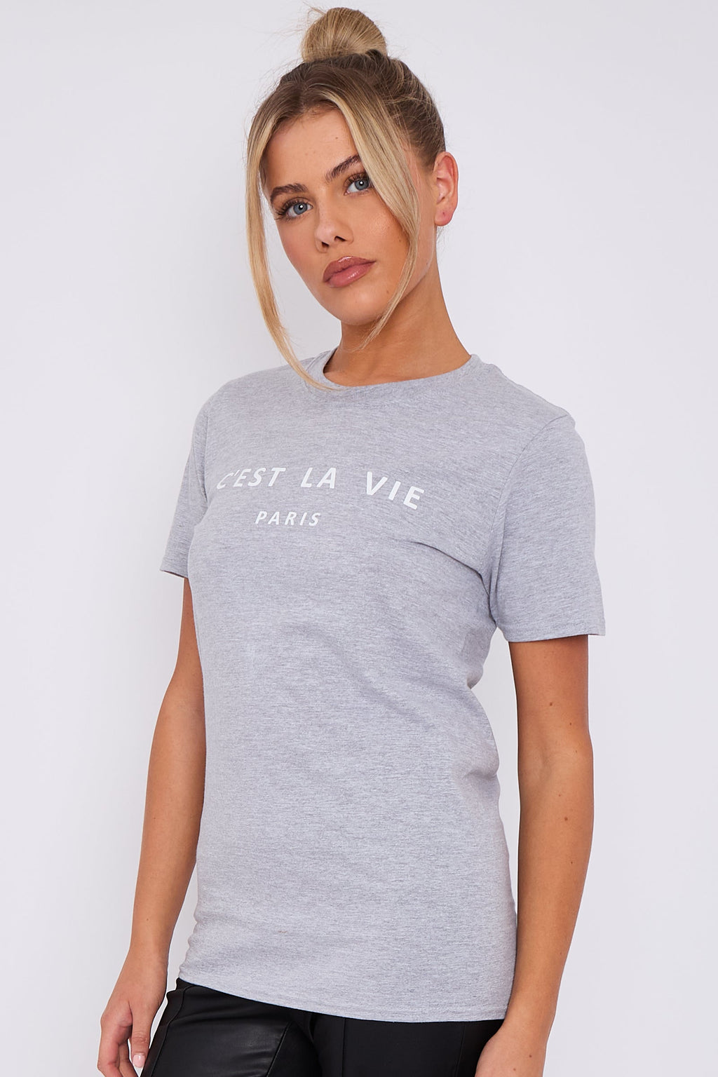 Grey C'est La Vie Short Sleeve Regular Fit T Shirt