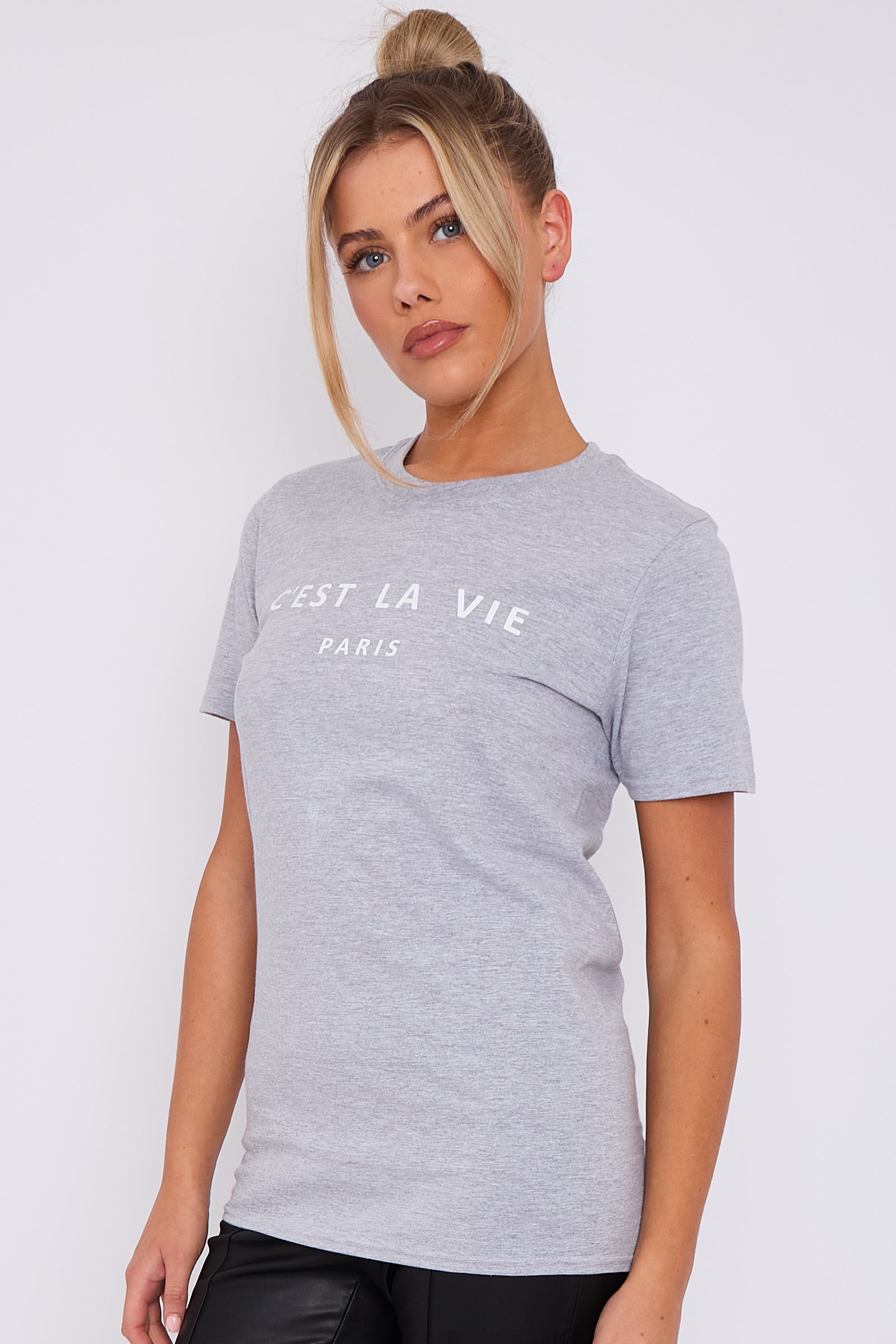 Grey C'est La Vie Short Sleeve Regular Fit T Shirt