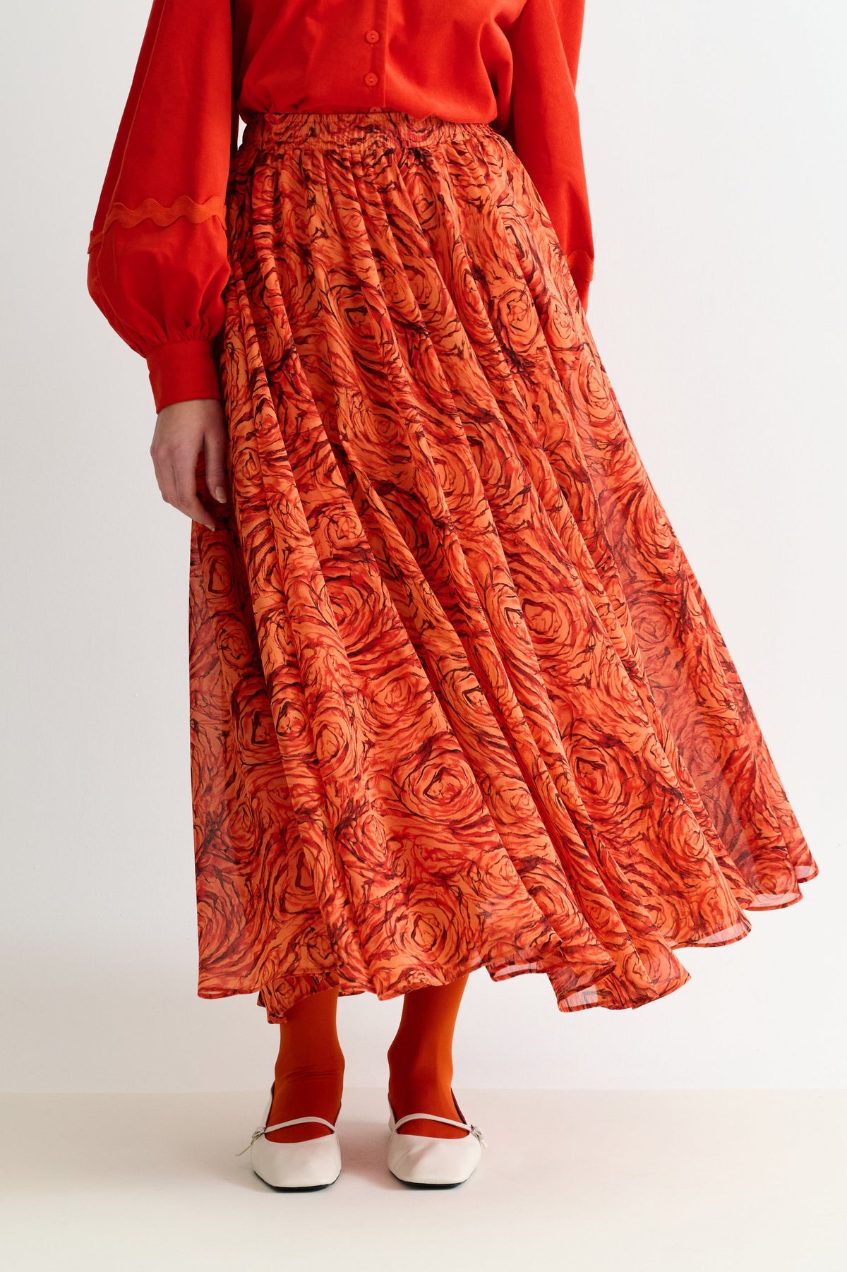 Agatha Rosechild Full Circle Midi Skirt - Apricot