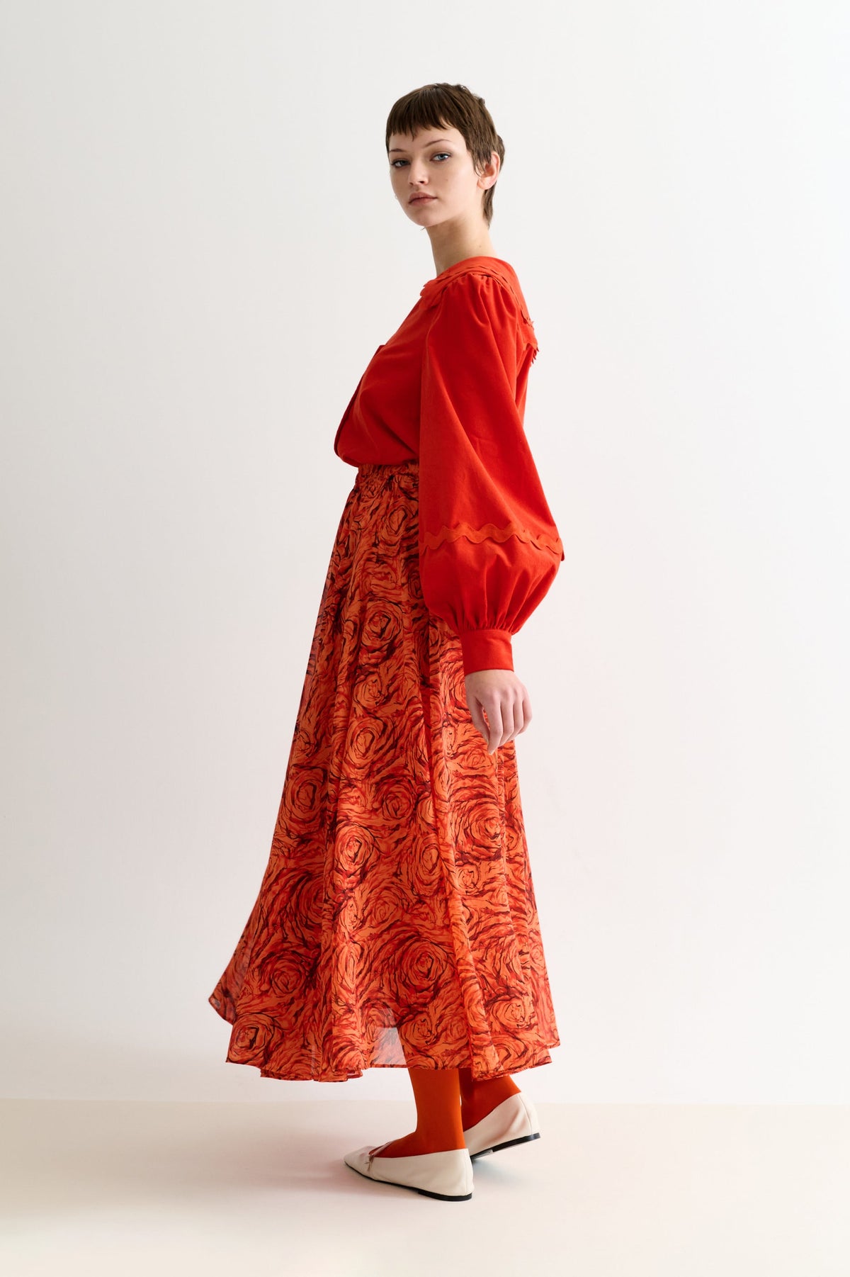 Agatha Rosechild Full Circle Midi Skirt - Apricot