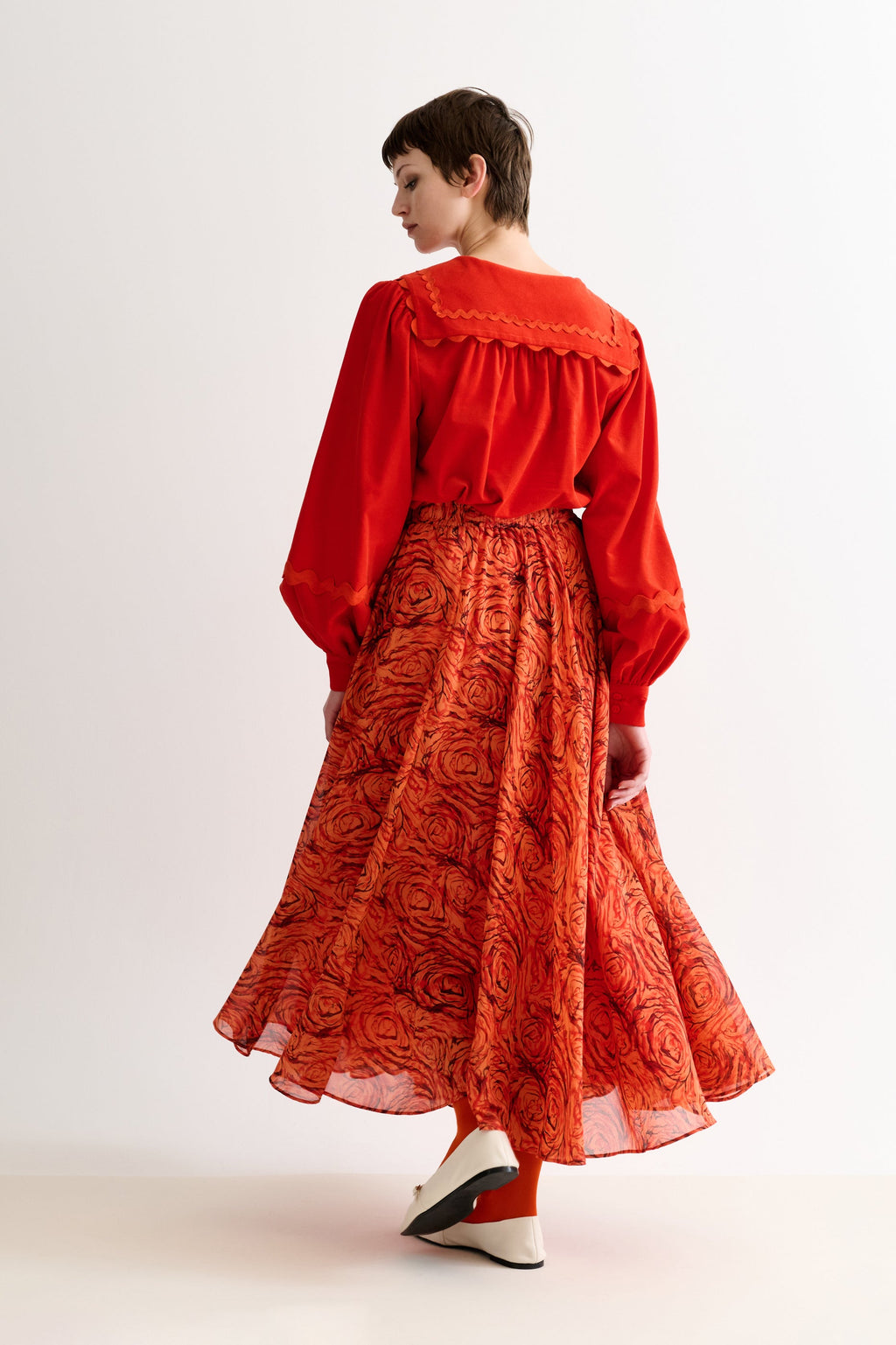 Agatha Rosechild Full Circle Midi Skirt - Apricot