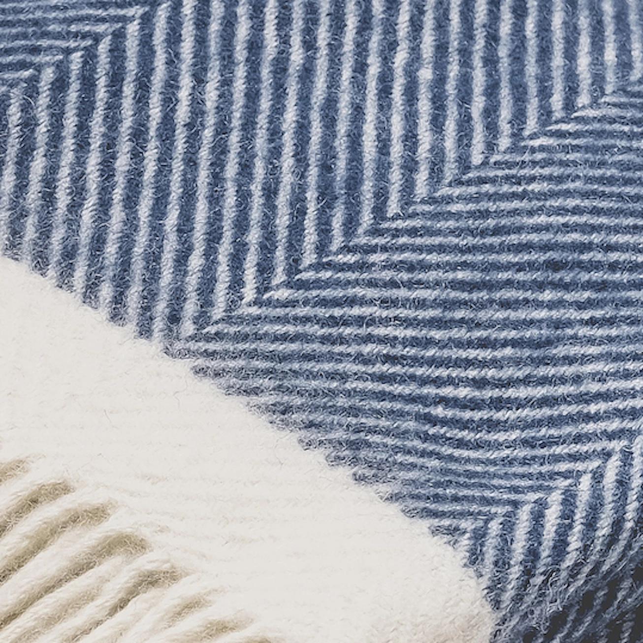 Herringbone Wool Picnic Blanket Sailor Blue