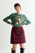 Aubin Winter Check Quilted Mini Skirt - Red