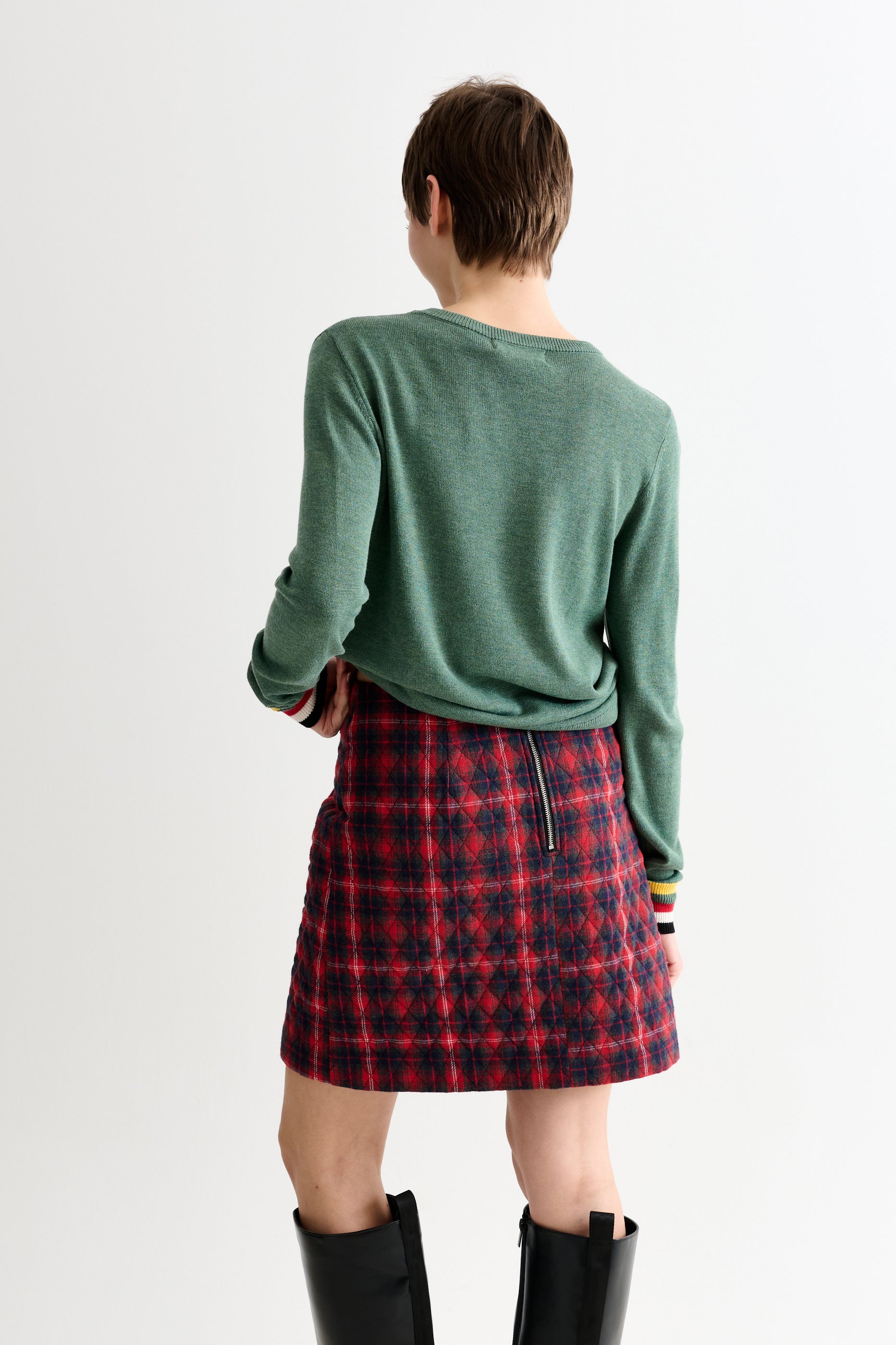 Aubin Winter Check Quilted Mini Skirt - Red