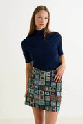 Aubin 70'S Patch Jacquard A-Line Mini Skirt - Multicoloured