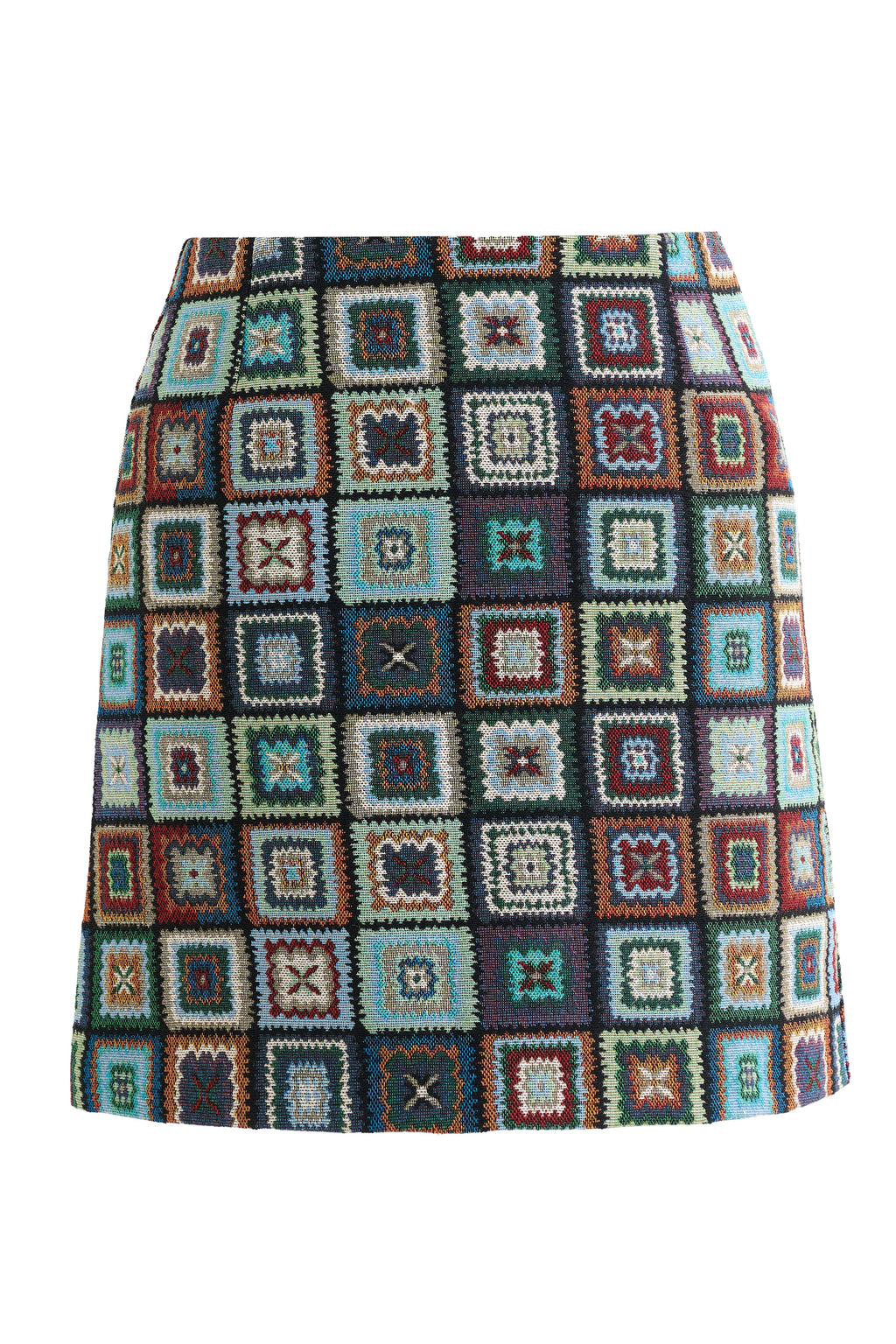 Aubin 70'S Patch Jacquard A-Line Mini Skirt - Multicoloured