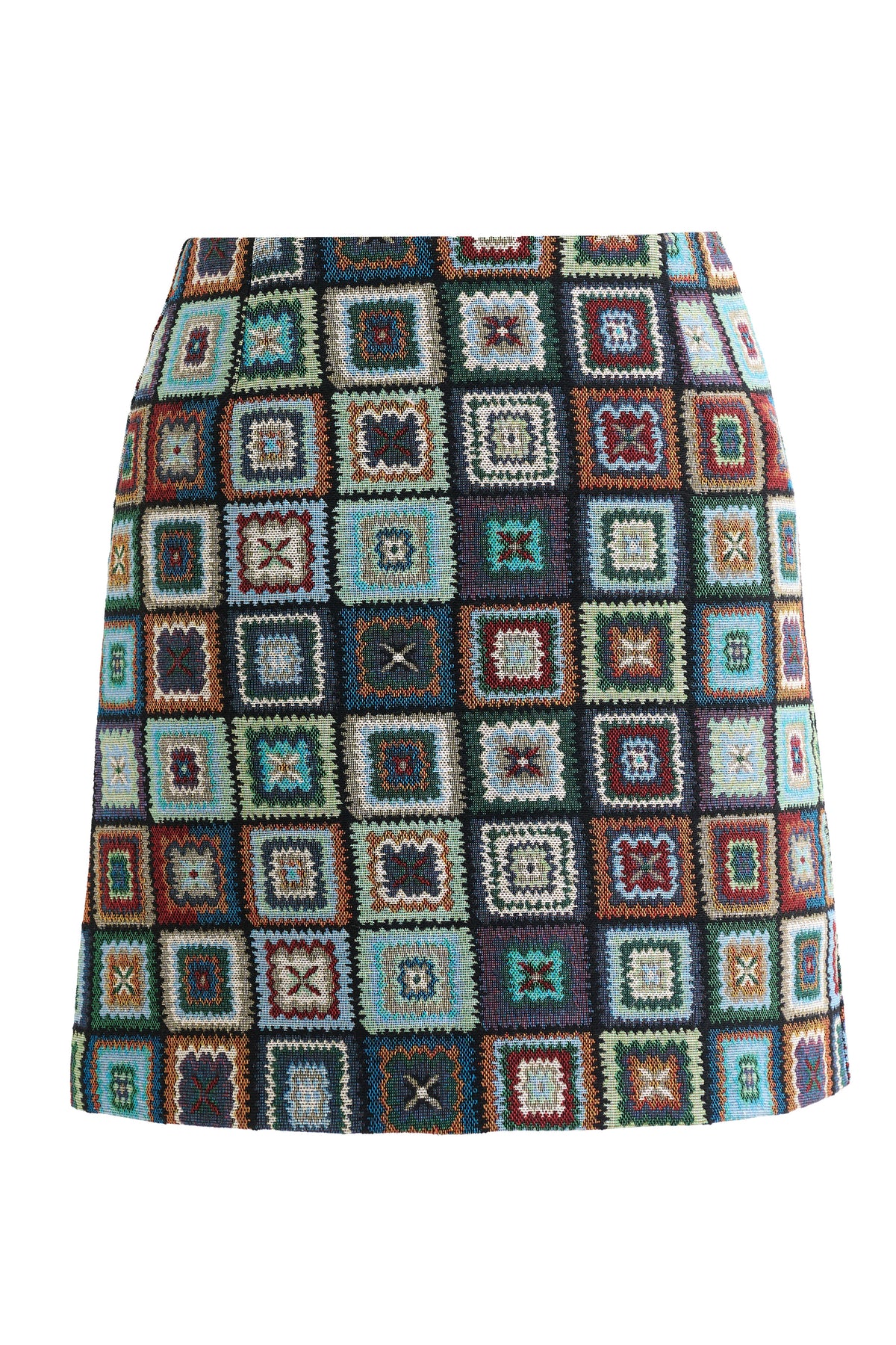 Aubin 70'S Patch Jacquard A-Line Mini Skirt - Multicoloured