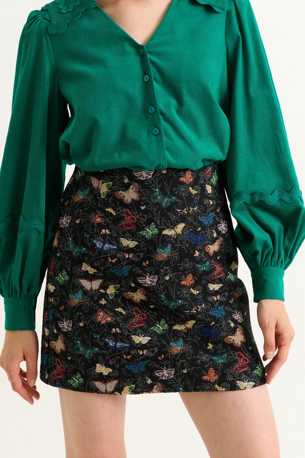 Aubin Butterfly Ball Jacquard Mini A-Line Skirt - Multicoloured