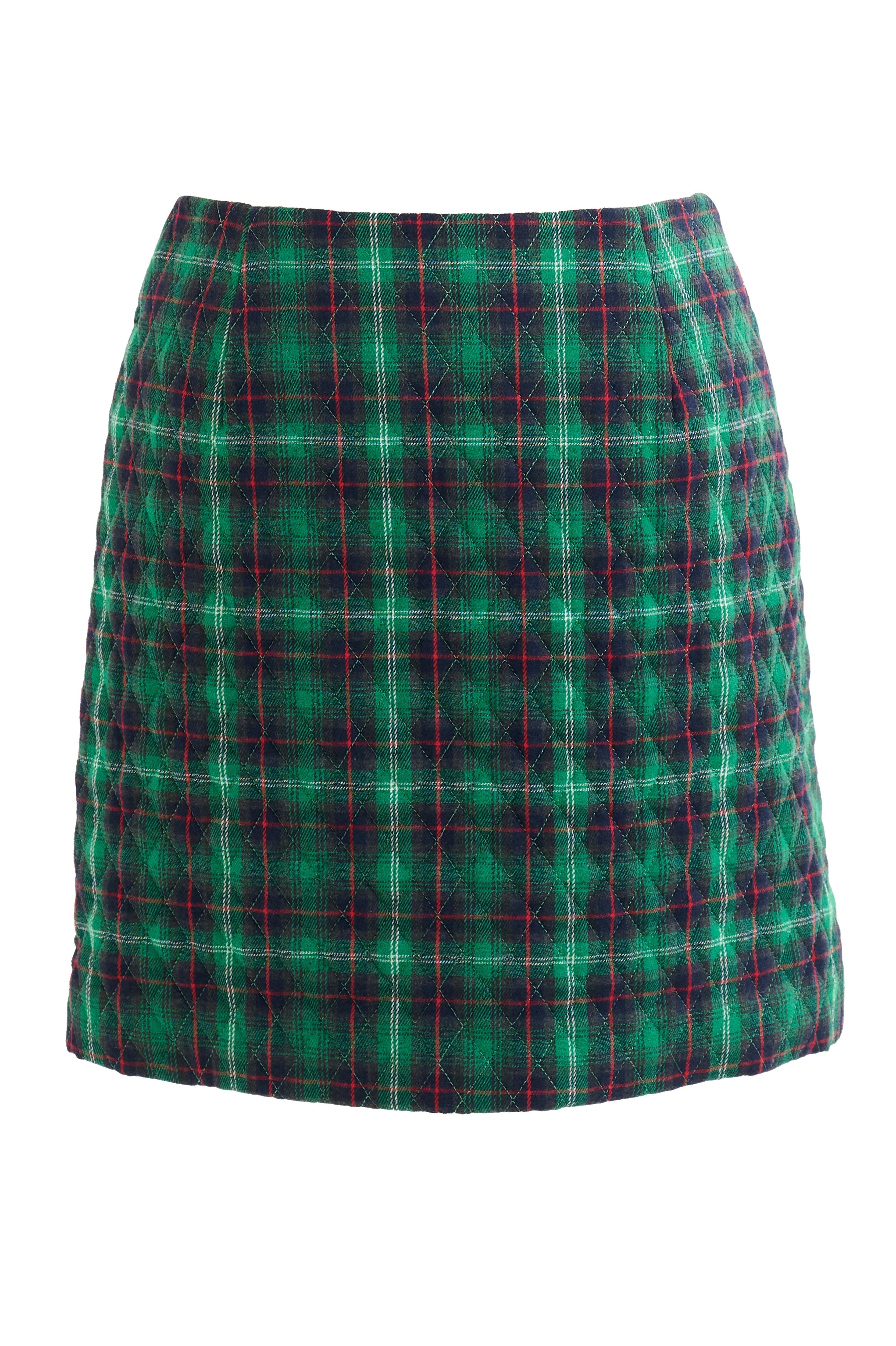 Aubin Winter Check Quilted Mini Skirt - Green