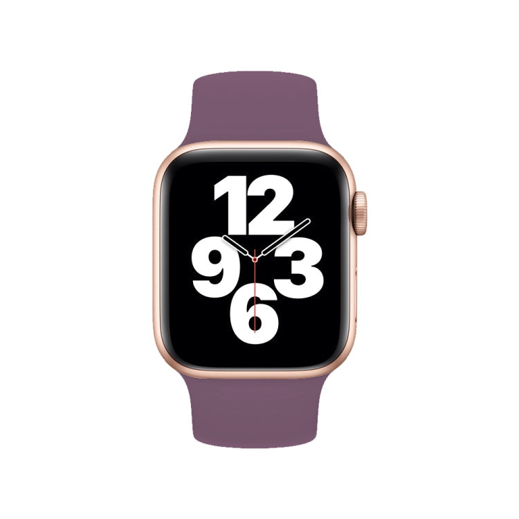 For Apple Watch Series 10 42mm / 9&8&7 41mm / SE 3&SE 2&6&SE&5&4 40mm / 3&2&1 38mm Solid Color Elastic Silicone Watch Band, Size:M 143mm