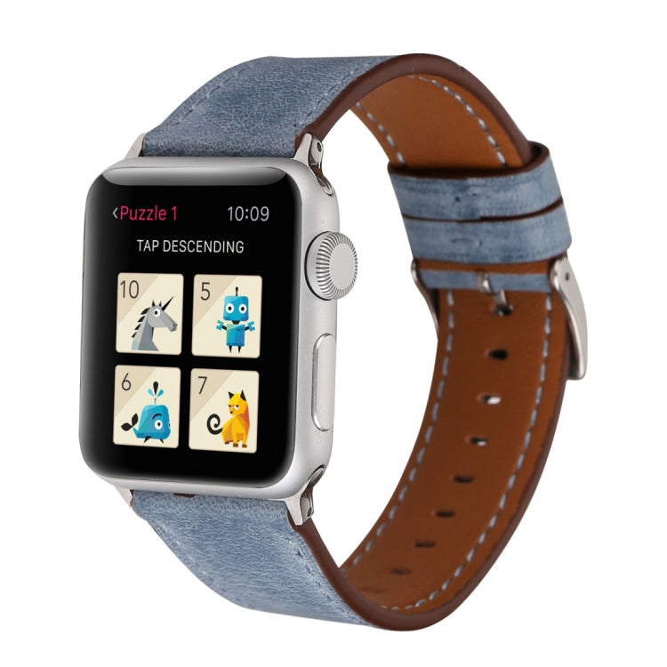 For Apple Watch Series 10 42mm / 9&8&7 41mm / SE 3&SE 2&6&SE&5&4 40mm / 3&2&1 38mm Fresh Style Genuine Leather Watch Band, 38mm