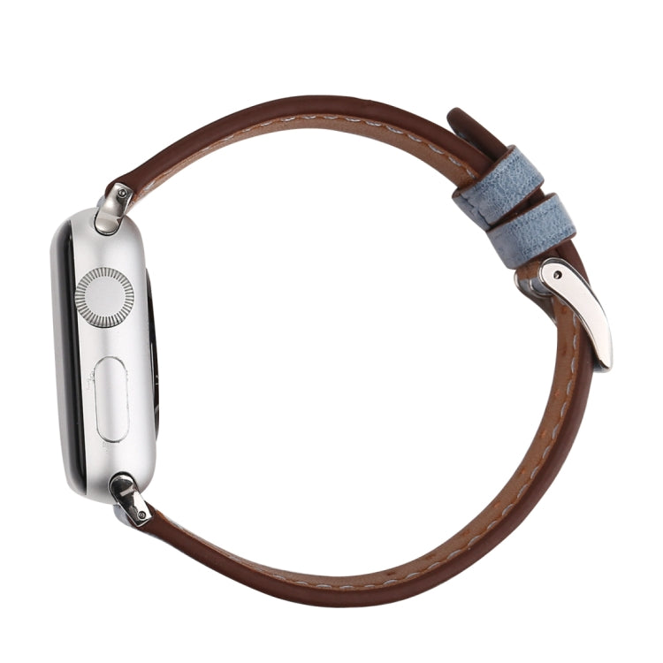 For Apple Watch Series 10 42mm / 9&8&7 41mm / SE 3&SE 2&6&SE&5&4 40mm / 3&2&1 38mm Fresh Style Genuine Leather Watch Band, 38mm