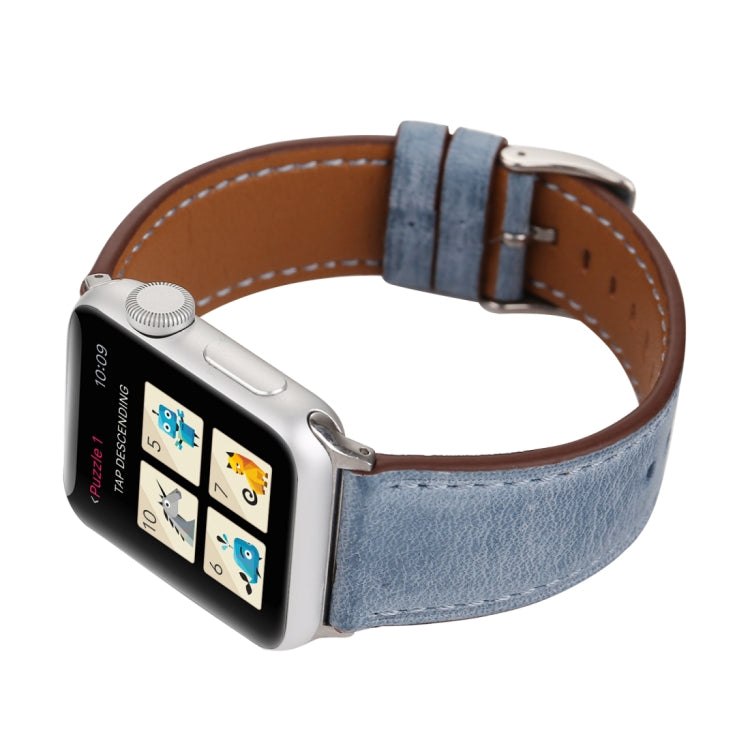 For Apple Watch Series 10 42mm / 9&8&7 41mm / SE 3&SE 2&6&SE&5&4 40mm / 3&2&1 38mm Fresh Style Genuine Leather Watch Band, 38mm