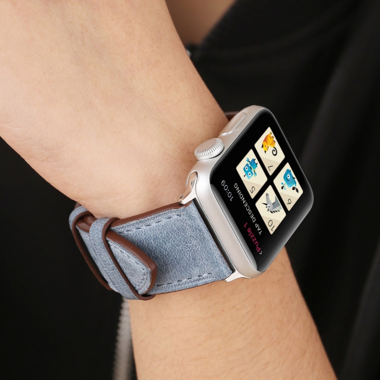 For Apple Watch Series 10 42mm / 9&8&7 41mm / SE 3&SE 2&6&SE&5&4 40mm / 3&2&1 38mm Fresh Style Genuine Leather Watch Band, 38mm