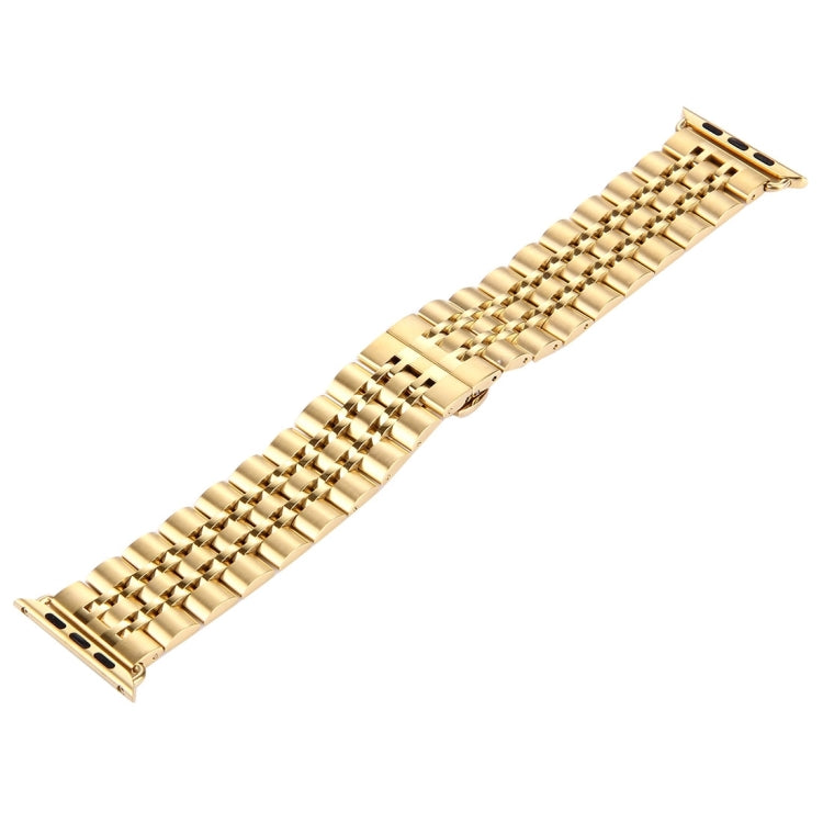 22mm Men Hidden Butterfly Buckle 7 Beads Stainless Steel Watch Band For Apple Watch 38mm, 22mm Men