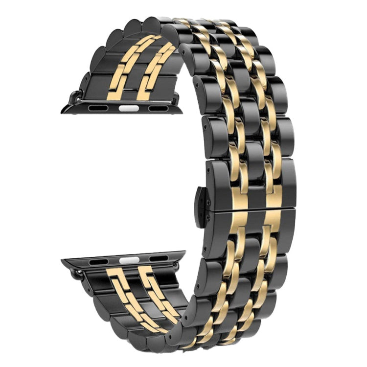 22mm Men Hidden Butterfly Buckle 7 Beads Stainless Steel Watch Band For Apple Watch 42mm