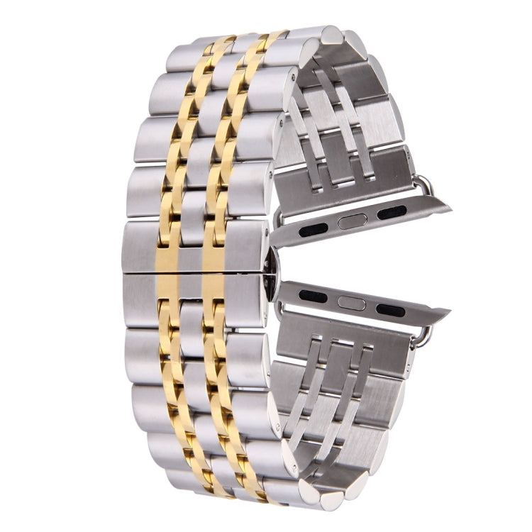 22mm Men Hidden Butterfly Buckle 7 Beads Stainless Steel Watch Band For Apple Watch 42mm