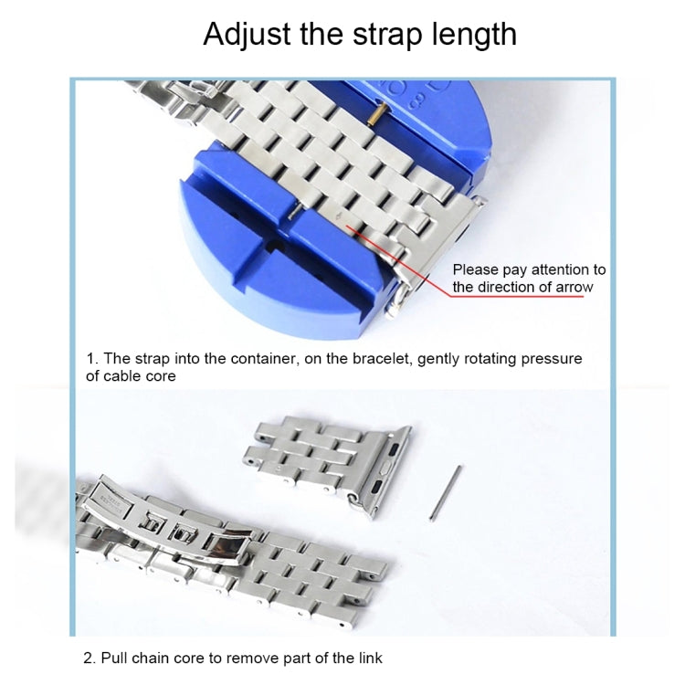 22mm Men Hidden Butterfly Buckle 7 Beads Stainless Steel Watch Band For Apple Watch 42mm