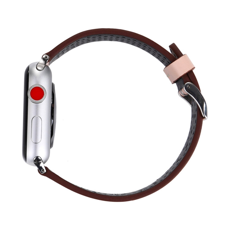 For Apple Watch Ultra 49mm&Watch Ultra 2 49mm / Series 10 46mm / 9&8&7 45mm / SE 3&SE 2&6&SE&5&4 44mm / 3&2&1 42mm Simple Fashion Genuine Leather Hole Pattern Watch Band, 42mm